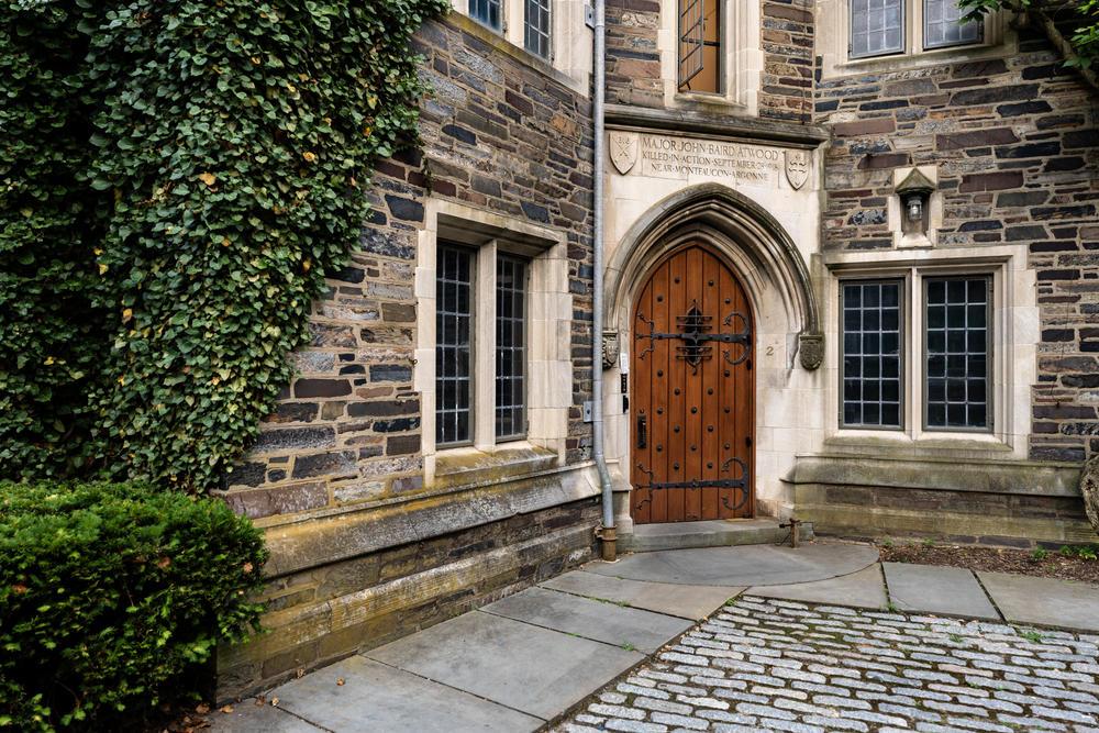 Foulke Hall door and ivy